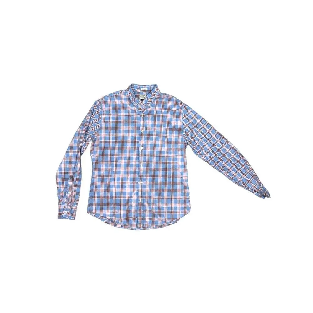 J.Crew Classic 100% Cotton Blue Red Plaid Long Sleeve Button Down Shirt Large